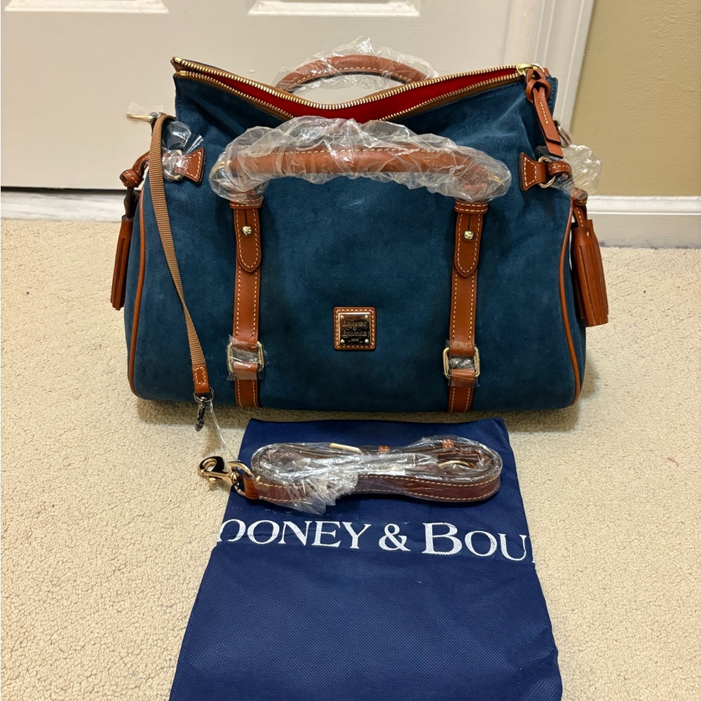 NWT Dooney & Bourke Navy Suede Florentine Satchel